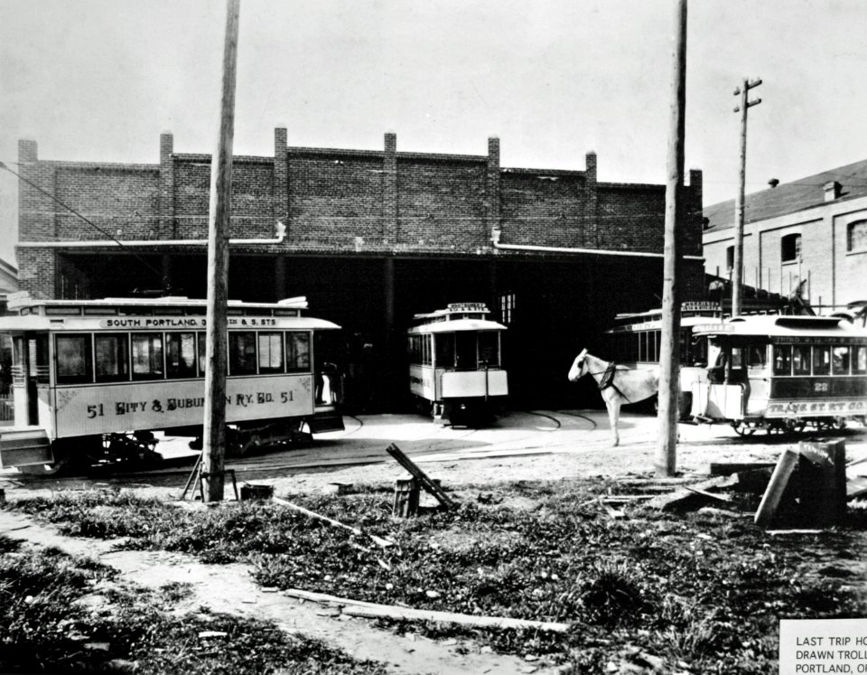Last Trip of Horse Drawn Trolley, Portland, OR c1888