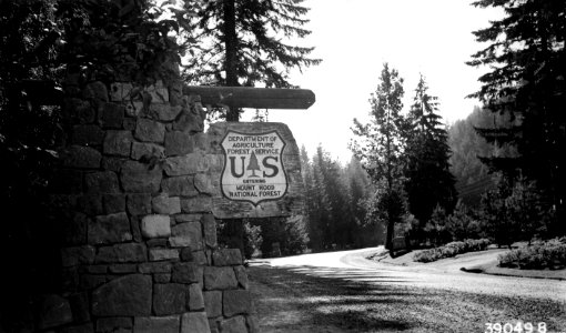 390498 Mt. Hood NF Sign at Zig Zag, Mt Hood NF, OR 1939