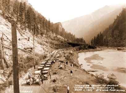 Stevens Pass Highway - Opening of Highway 2 in Tumwater Canyon, 1929