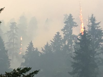 Fire spotting to west side of Eagle Creek. 942017 2