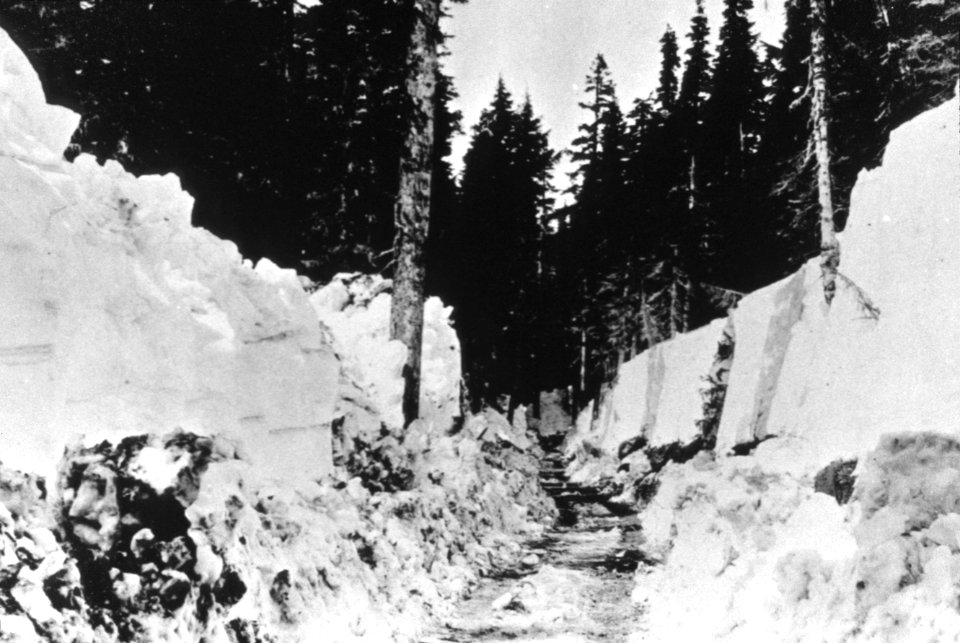 408 Road  plowed to Timberline Lodge, Mt Hood National Forest  1930's