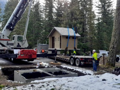 202011 GiffordPinchot New toilet being installed at Marble Mountain, USDA Forest Service photo.