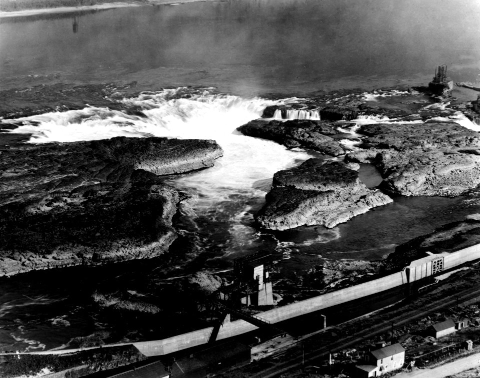 Celilo Falls Showing Ship Canal, OR - OHS