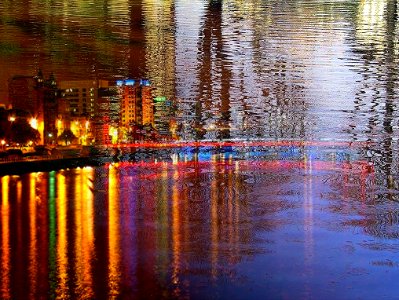 city lights reflected