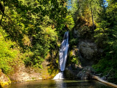 Olympic Spoon Creek Falls in summer. Photo by Tharon Snuggs, USFS photo.