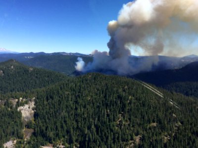 Beachie Creek Fire Smoke at a Distance from Helicopter Willamette National Forest
