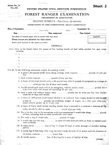 1925 Forest Service Ranger Exam, Page 1