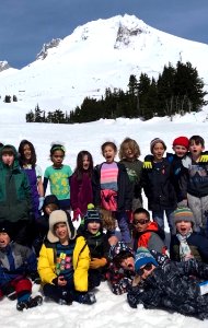 201904 Cottonwood School visits Timberline Lodge to learn all about Mt. Hood & play outside.