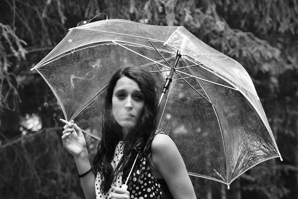 Smoke cigarette rain