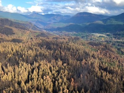 Beachie Creek fire seen from on a helicopter 9-30-2020