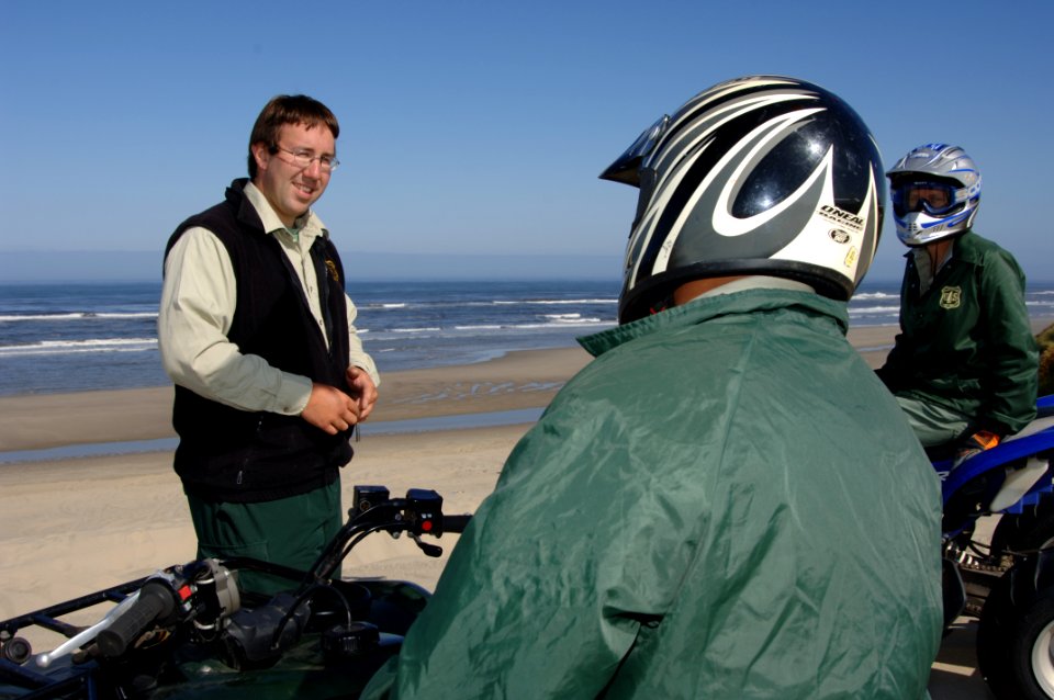 Forest Service Rangers patrolling Oregon Dunes, Siuslaw National Forest