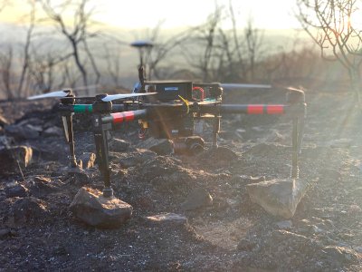 Unmanned Aircraft System (UAS) or drone used to survey the South Obenchain Fire, 9/28/2020