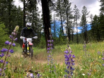 Motorcycle-FS TrailCrewPersonOnMotorcycle-Certifying USFS employees for trail motorcycles(10)OkaWenNFbyMasonSchuurUSFS-June2019