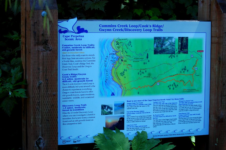 Cape Perpetua Trail Sign, Siuslaw National Forest