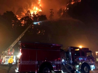 Saving Multnomah Lodge Sept. 4 & 5th 2017. Firefighters battled the Eagle Creek Fire 24/7 to save the lodge.