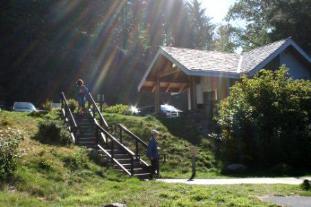 Interpretive Booth at Devils Churn, Cape Perpetua, Siuslaw National Forest