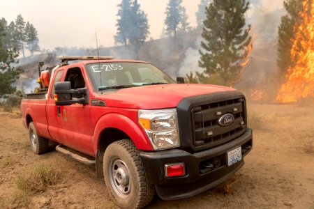 Firefighters conducting burnout operation
