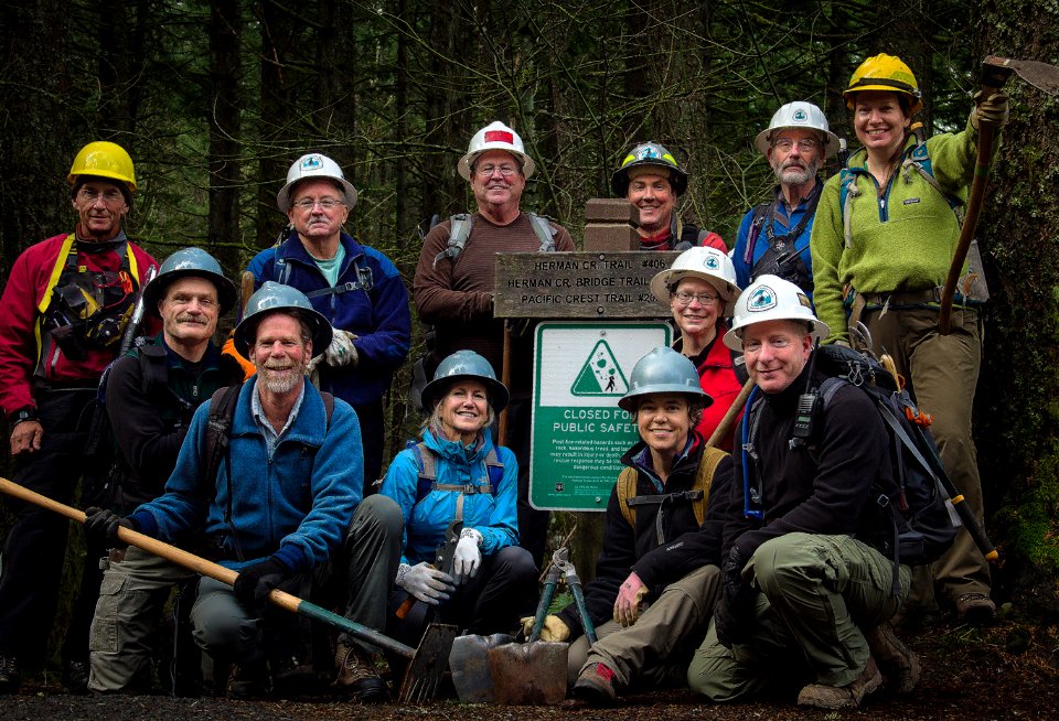 Trail crew gathers for a on Herman Creek Trail, photo courtesy of Terry Hill