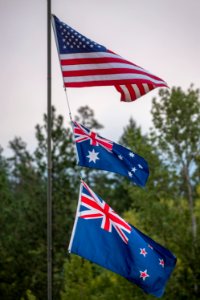 Multi nation flags at camp (ICP at Fleming Middle School
