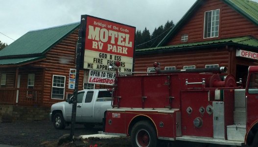 God Bless Firefighters we appreciate you sign in Cascade Locks, October 2017.