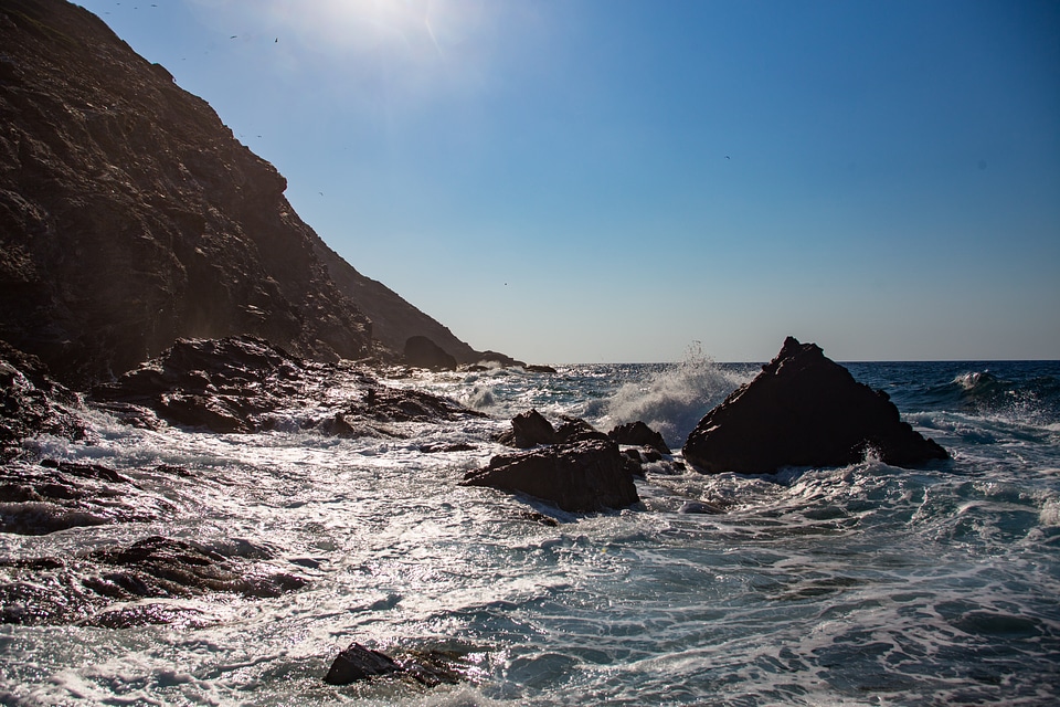 Waves crashing seascape