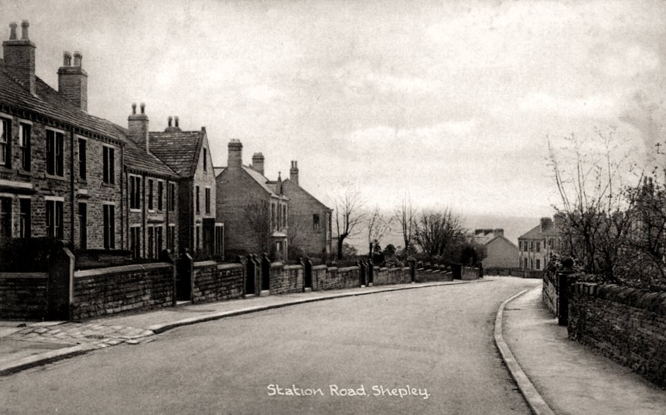1920s photograph of Station Road, Shepley
