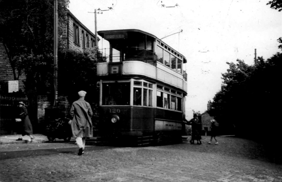 1930s photograph of a Huddersfield Corporation tram