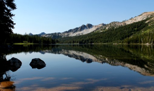 Minam Lake morning reflection, Eagle Cap Wilderness on the Wallowa-Whitman National Forest photo