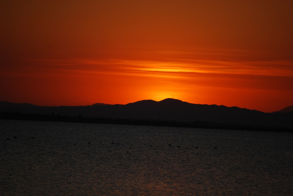 Twilight sunset lake