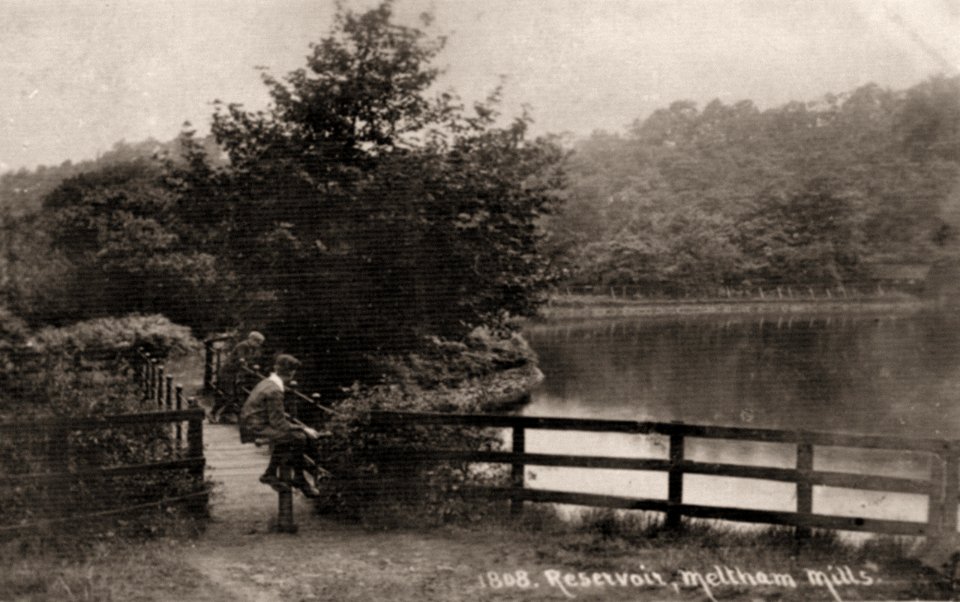 photograph of Meltham Mills Reservoir, taken in the 1910s