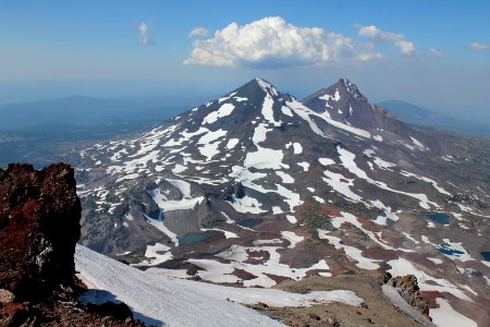 Middle and North Sister from the summit of South Sister, Three Sisters Wilderness on the Willamette National Forest photo