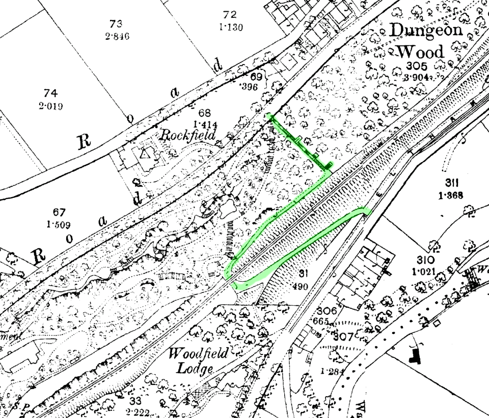 1892 map showing the new steps and footpath through Dungeon Wood