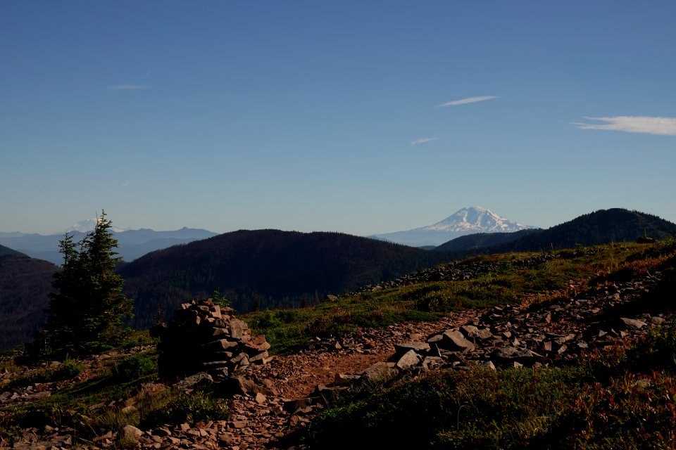 View from Pacific Crest Trail in July 2018 above Columbia River Gorge, photo courtesy of through-hiker Eva-Maria Mauz.