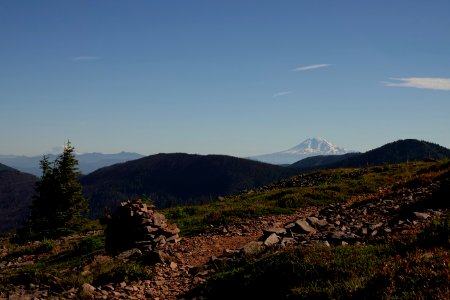 View from Pacific Crest Trail in July 2018 above Columbia River Gorge, photo courtesy of through-hiker Eva-Maria Mauz.