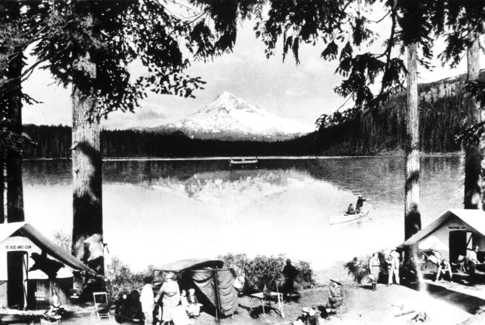 374 Campground scene at Lost Lake, Mt Hood Nat'l Forest 1920's