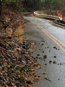 New rockfall across the Historic Columbia River Highway October 10, 2017.