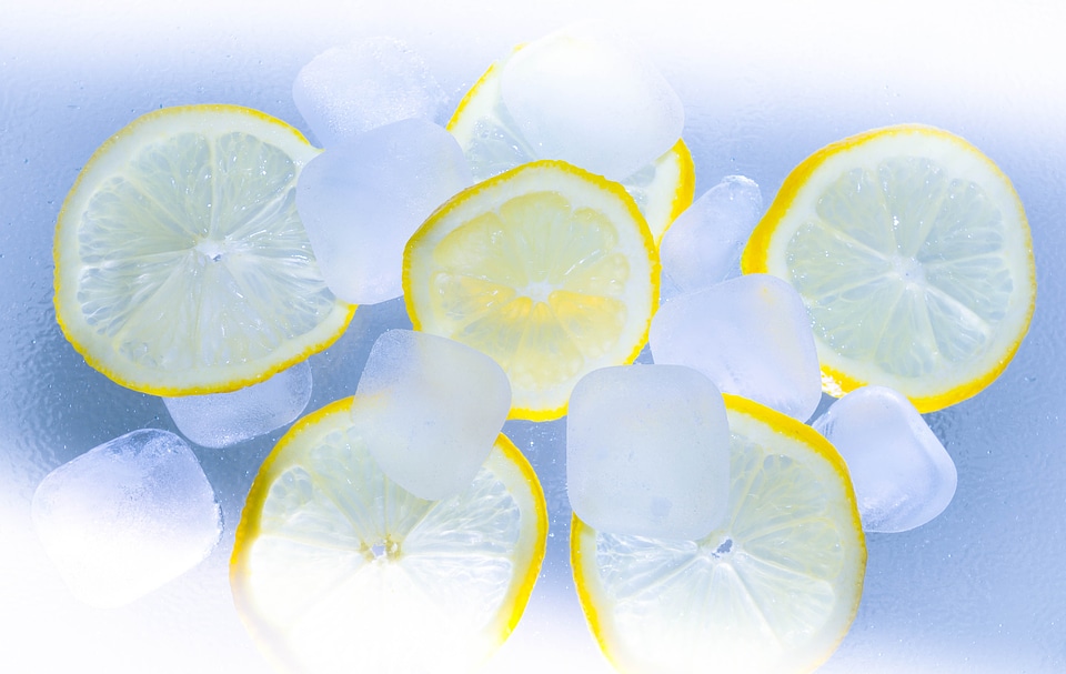 Cocktail lime ice cubes