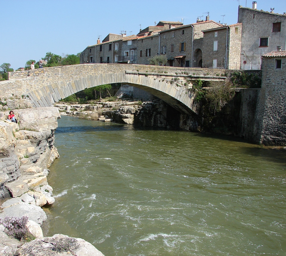 Medieval village bridge river