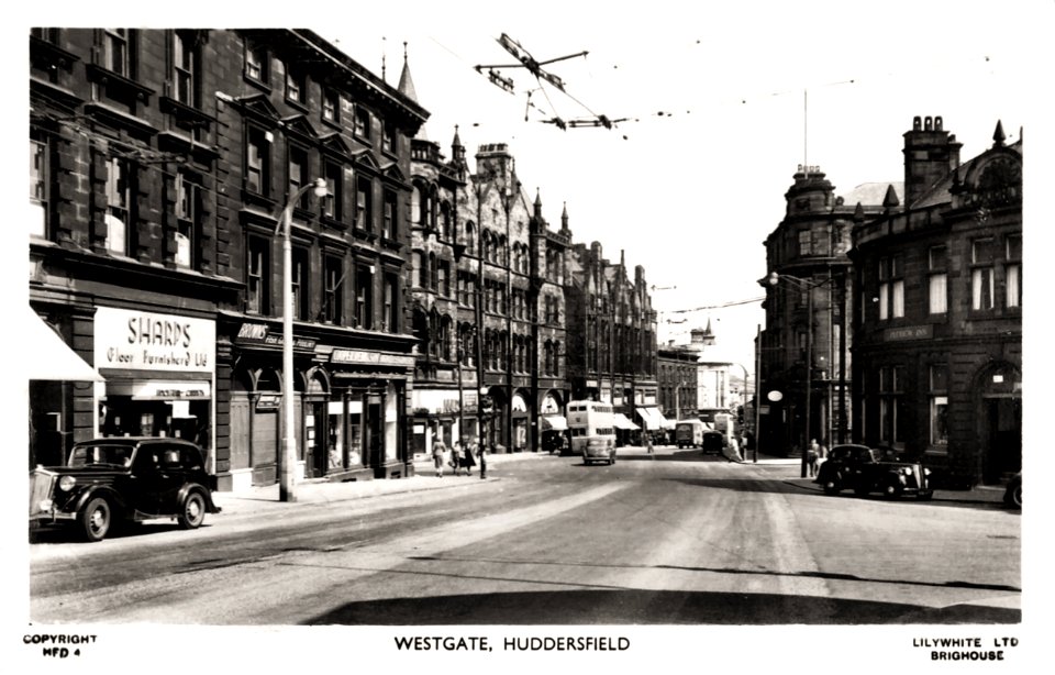 1950s photo postcard of Westgate, Huddersfield