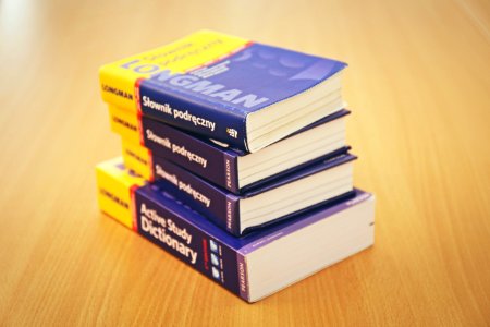 Stack of dictionaries photo