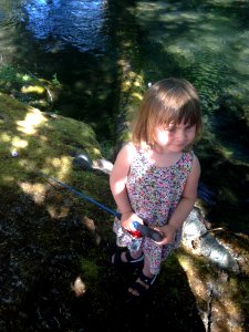 Making Christmas ornaments at Free Fishing Day in Oakridge on June 1, 2018