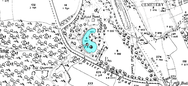 1906 map showing the location of Beaumont Park Lake