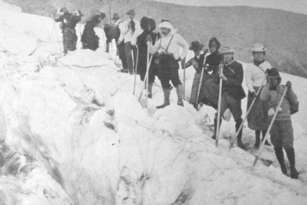 462 Climbing Mt Hood, Elliot glacier 1890's photo