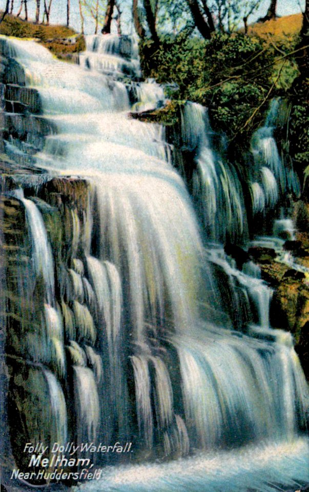 Postcard of Folly Dolly Falls, Meltham