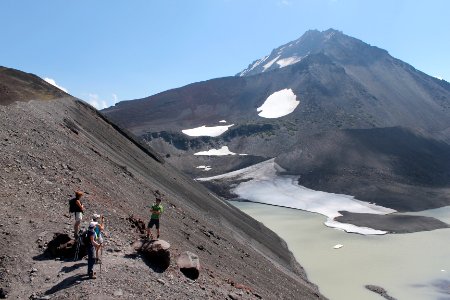 North Sister (right) from the rim of Collier Cone, Three Sisters Wilderness on the Willamette National Forest photo