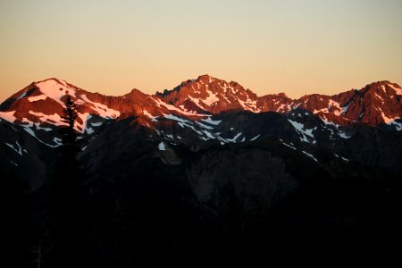 Sunrise at Marmot Pass, looking west towards Olympic National Park, Buckhorn Wilderness on the Olympic National Forest