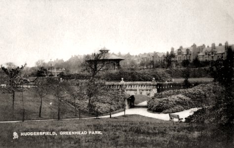 undated photo postcard of Greenhead Park, Huddersfield