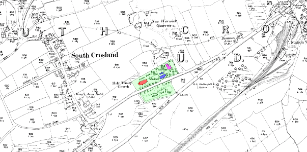 1906 map showing the location of Holy Trinity, South Crosland