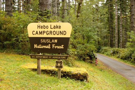 Hebo Lake Campground sign on the Siuslaw National Forest