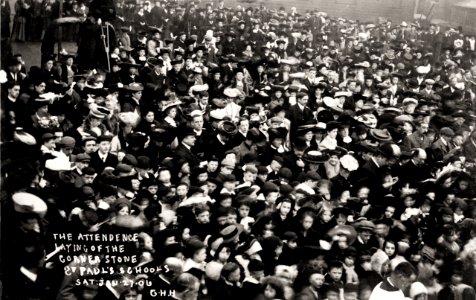 photograph of the stone laying of the St Paul's Church Schools, Huddersfield